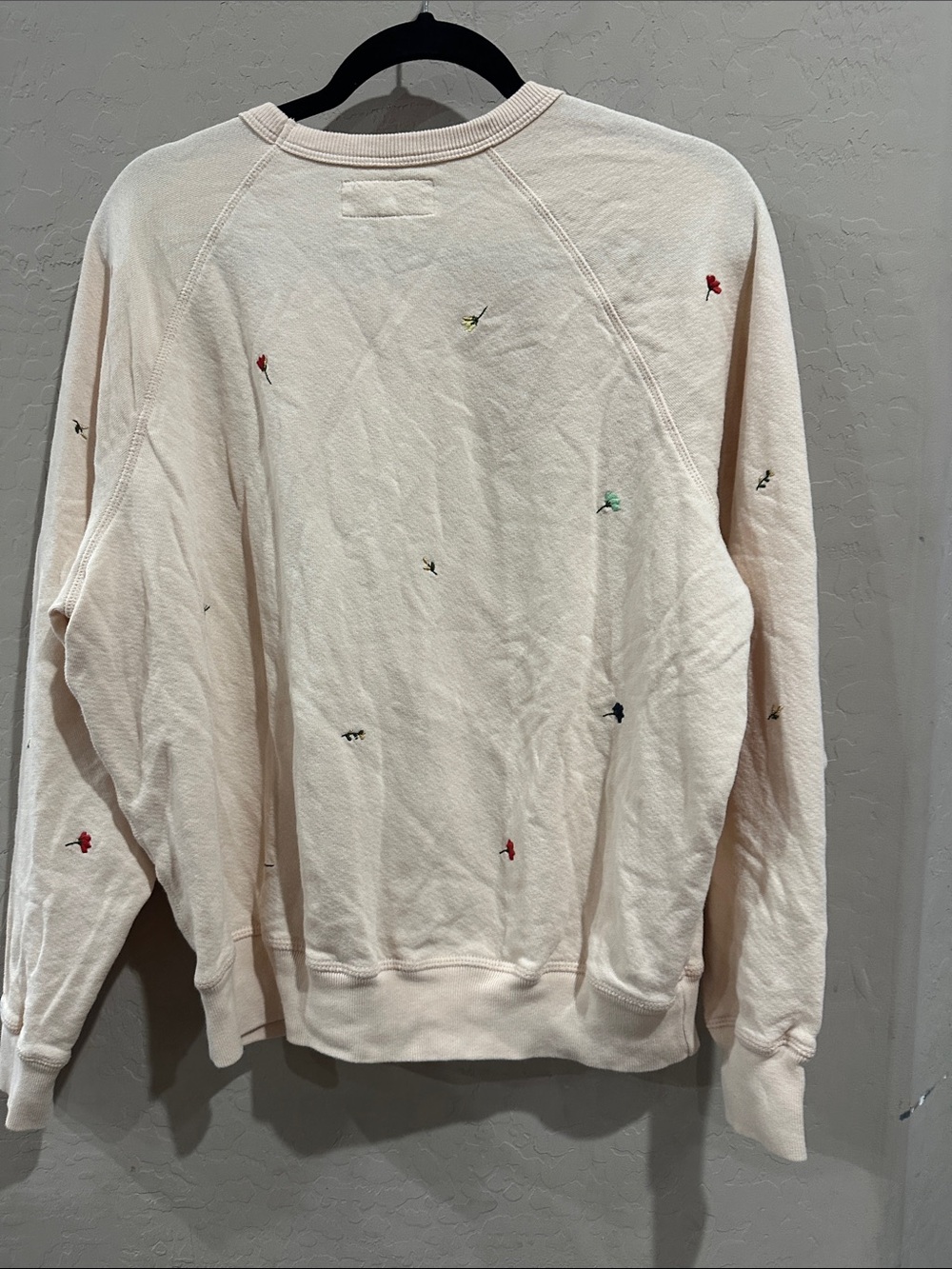 THE GREAT. Cream Crewneck Sweatshirt with Multicolor Embroidery - Picture 4 of 5